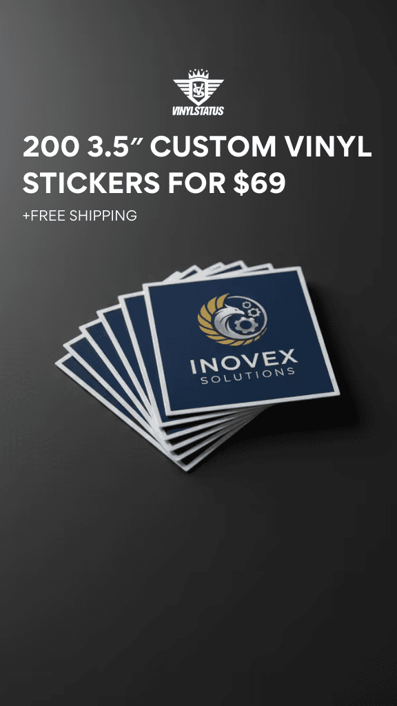 200 3.5" Custom printed die cut stickers for $69.00