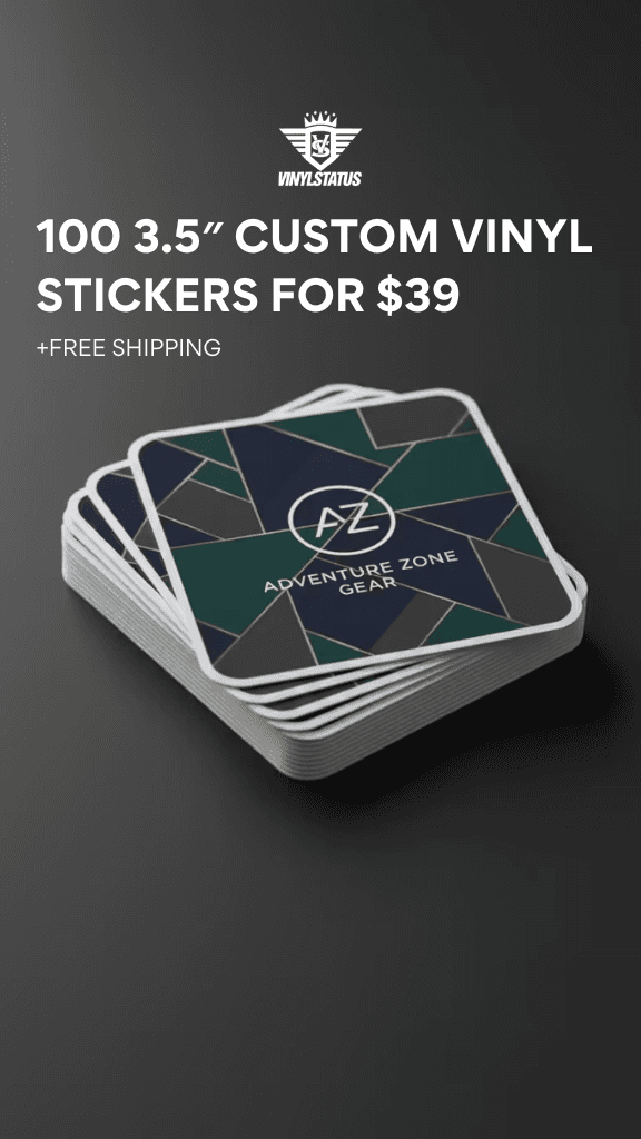 100 3.5" Custom printed die cut stickers for $39.00