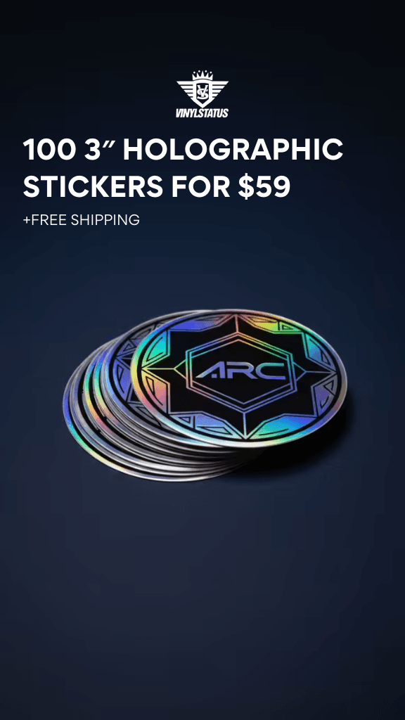 100 3" Custom holographic stickers for $49.00