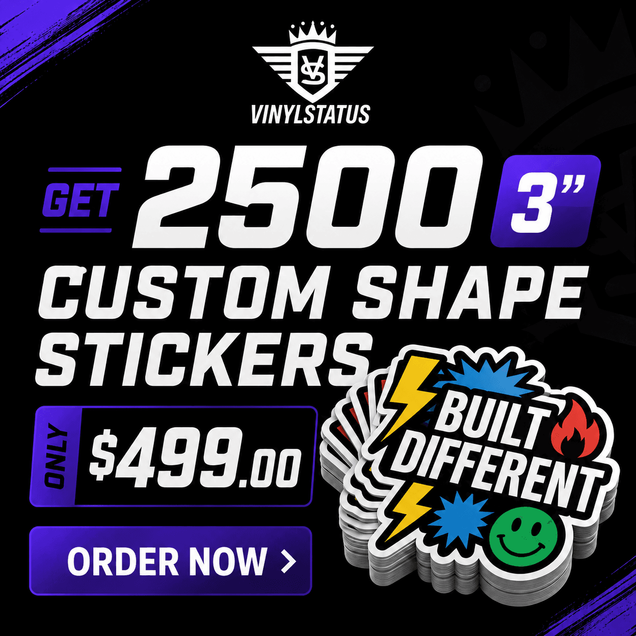 2500 3" Custom printed die cut stickers for $499.00