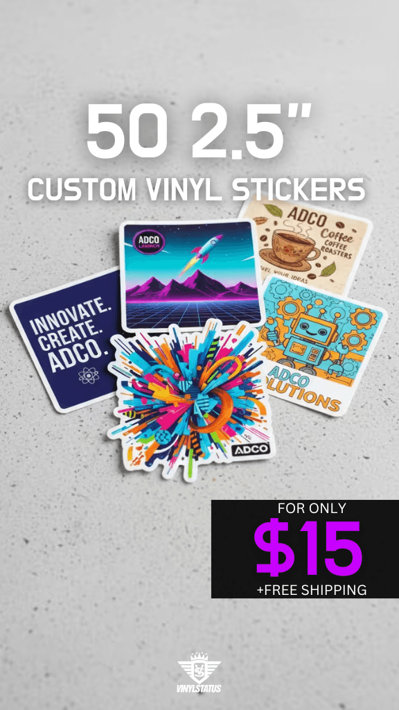 50 2.5" Custom printed die cut stickers for $15.00