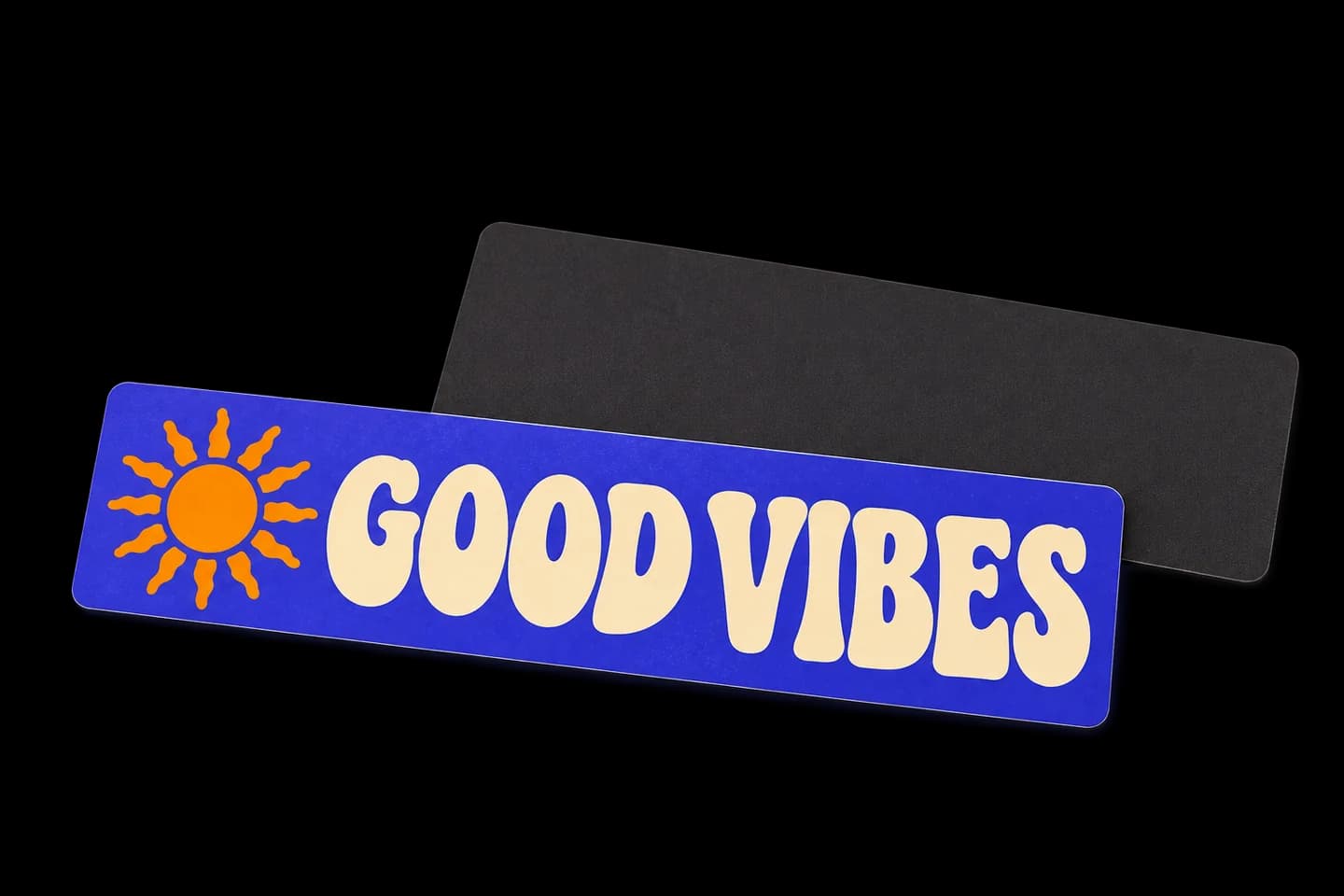 Front and back of thin custom magnets, showing the printed design and flat dark magnetic backing