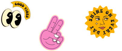 Cool custom stickers collection - vinyl decals featuring peace signs, good vibes, and shine designs