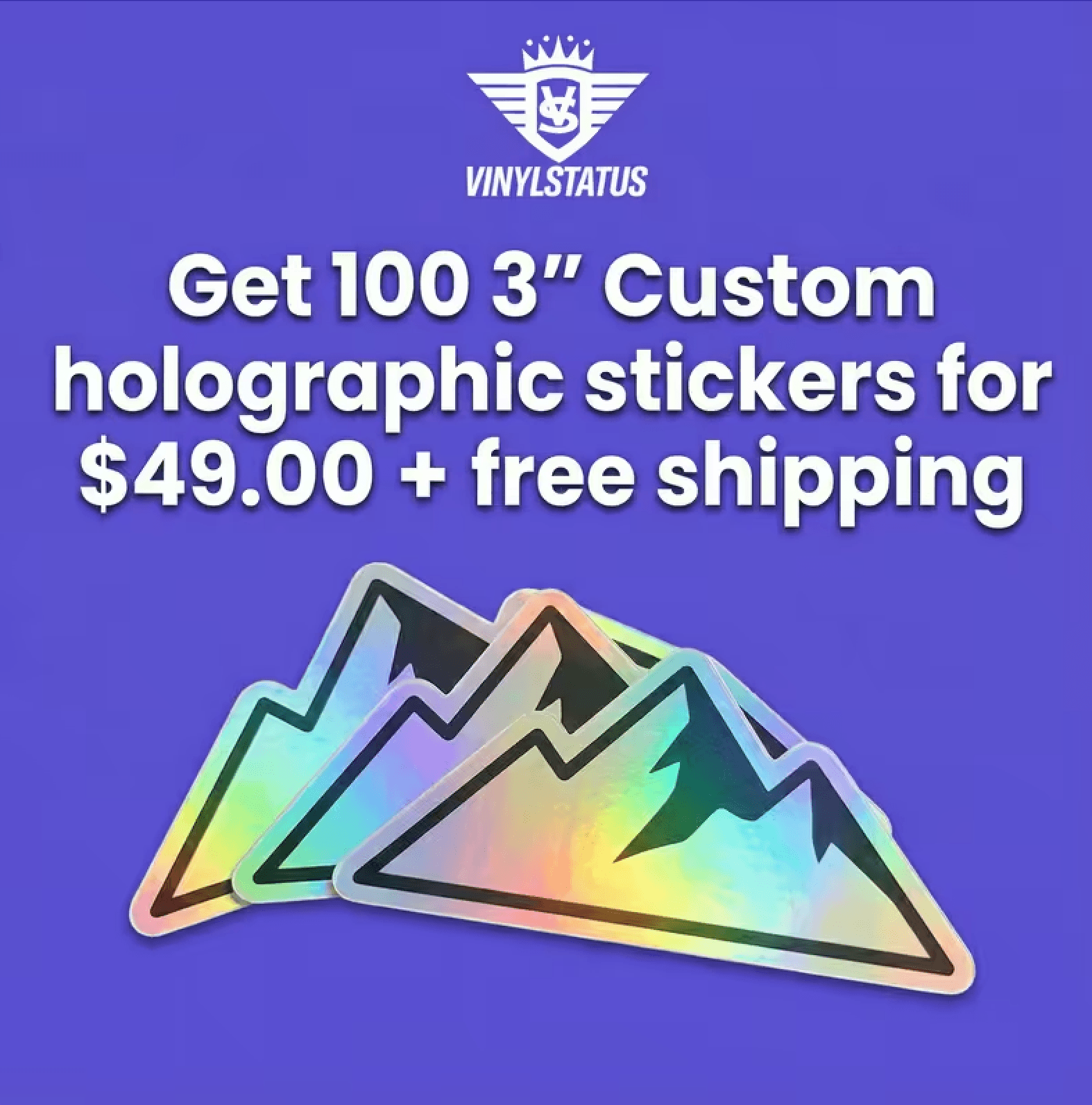 100 3" Custom holographic stickers for $49.00