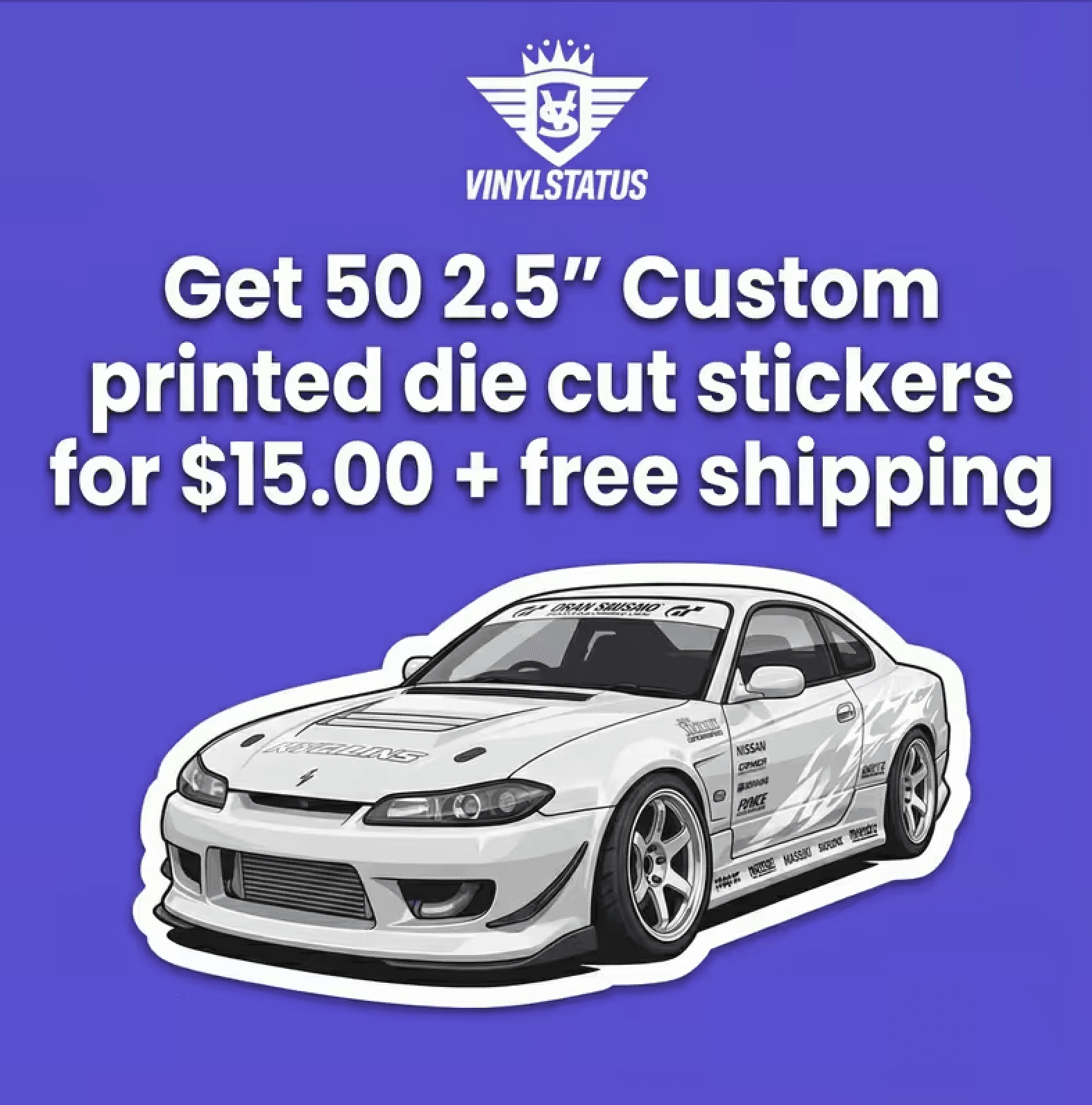50 2.5" Custom printed die cut stickers for $15.00