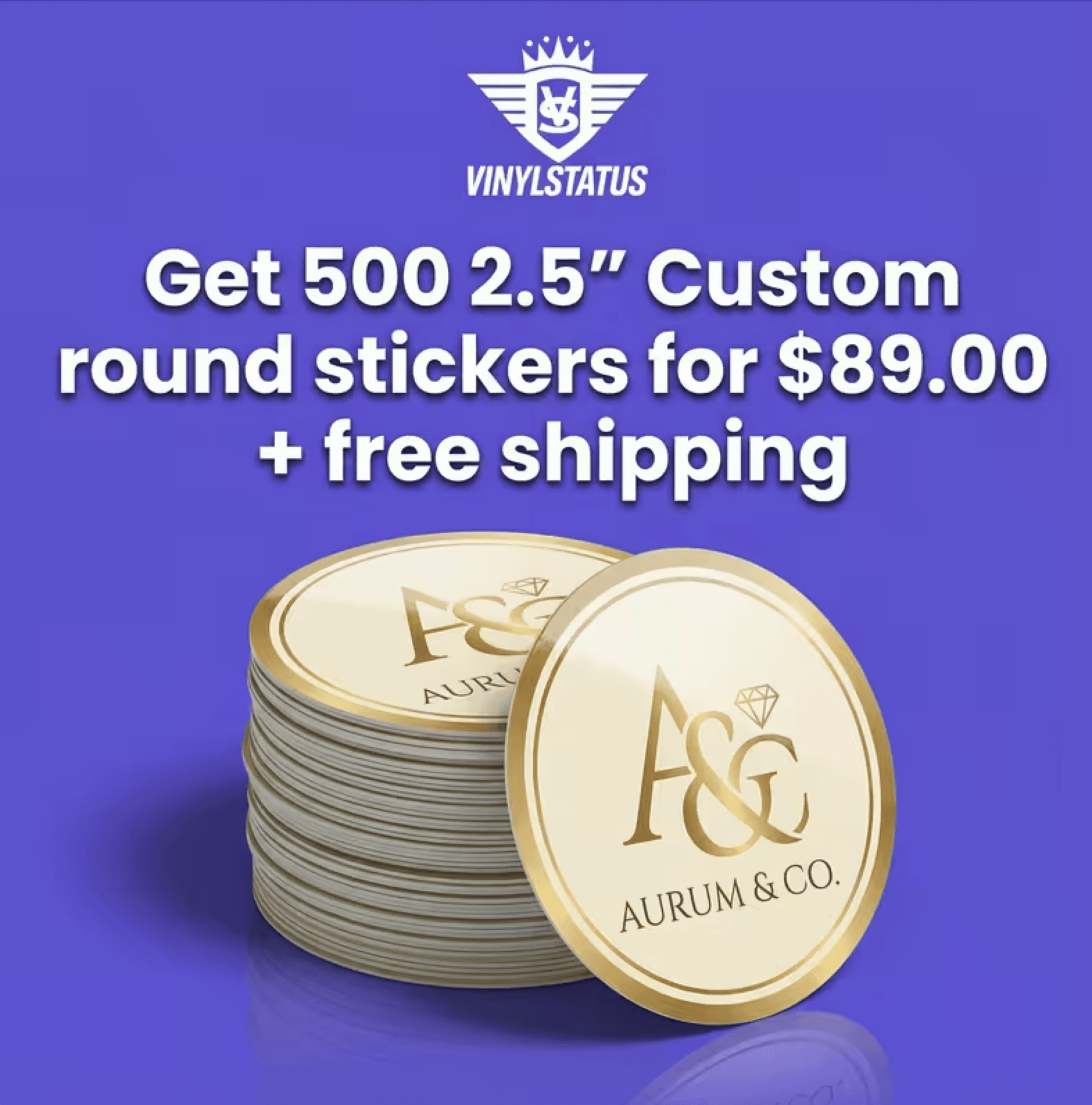 500 2.5" Custom round stickers for $89.00