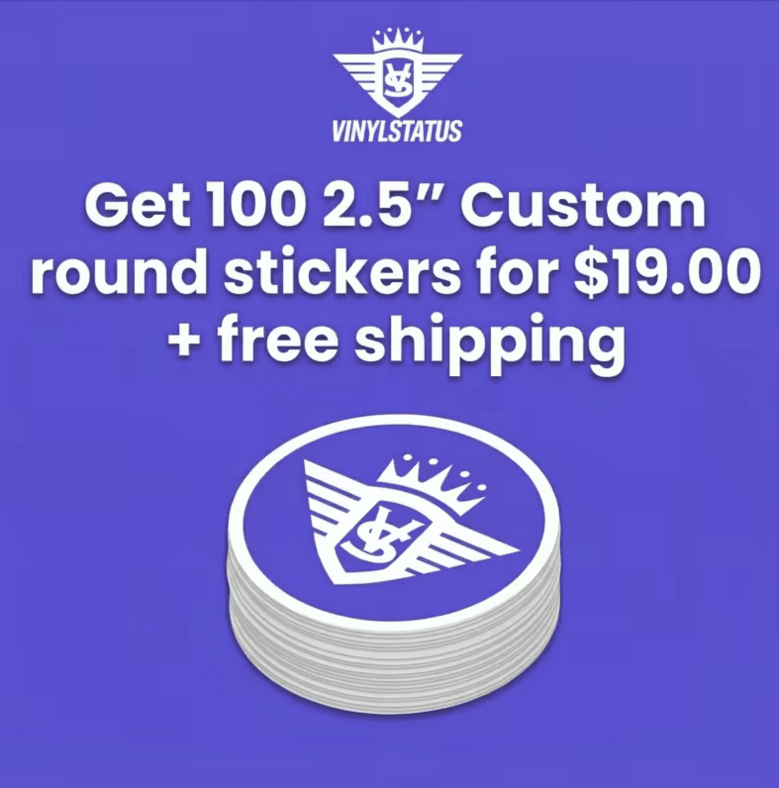 100 2.5" Custom round stickers for $19.00