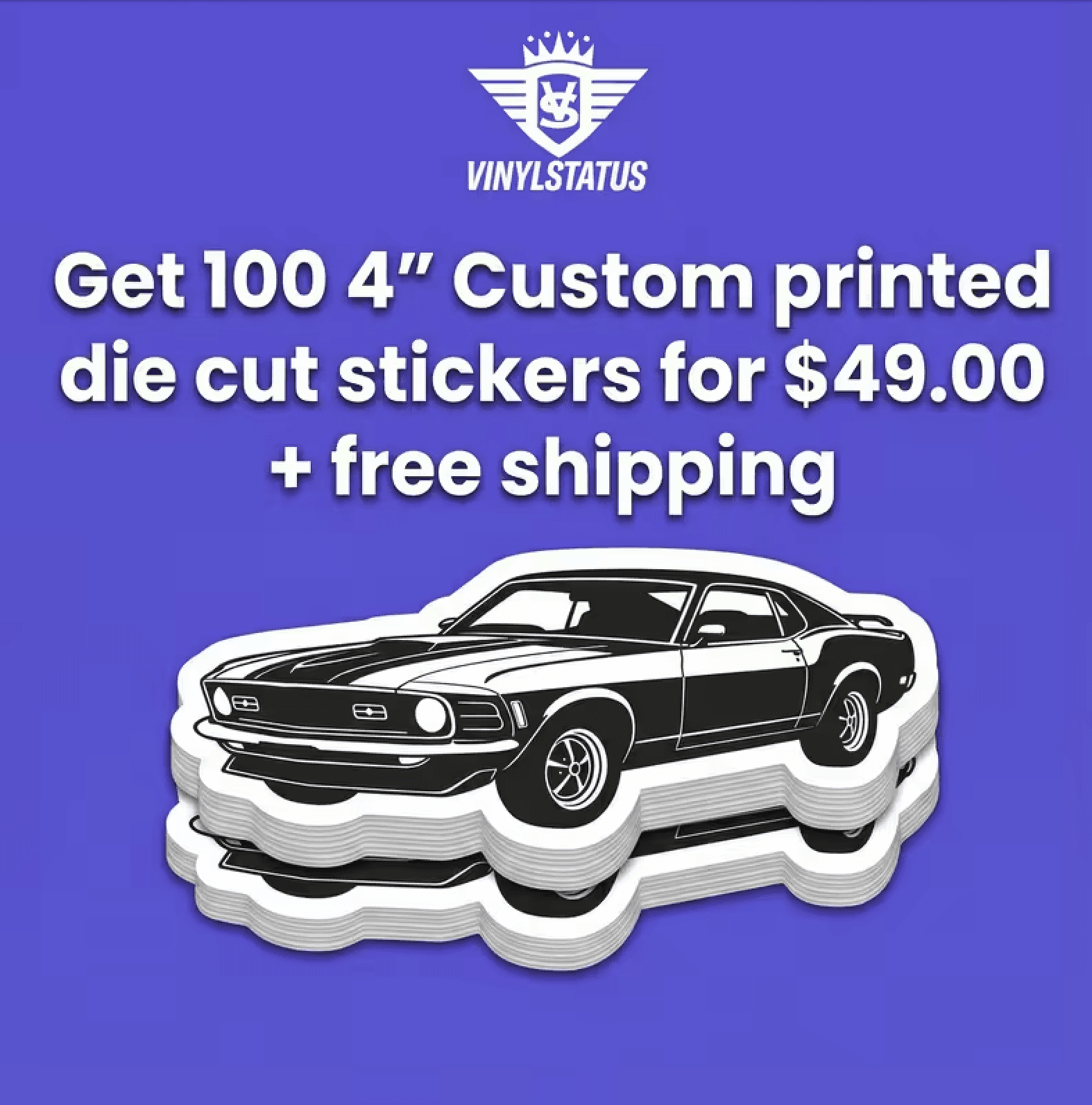 100 4" Custom printed die cut stickers for $49.00
