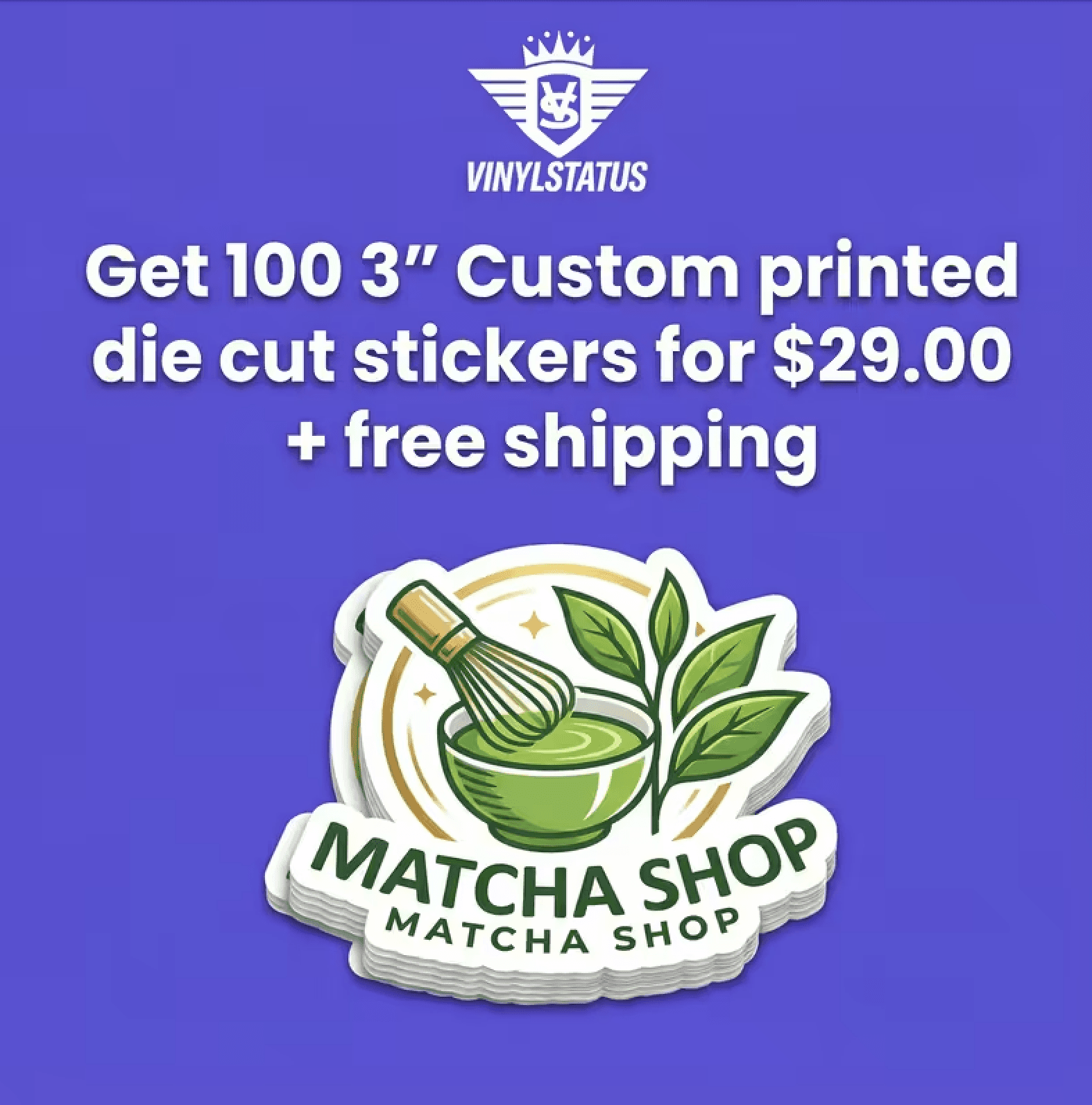 100 3" Custom printed die cut stickers for $29.00